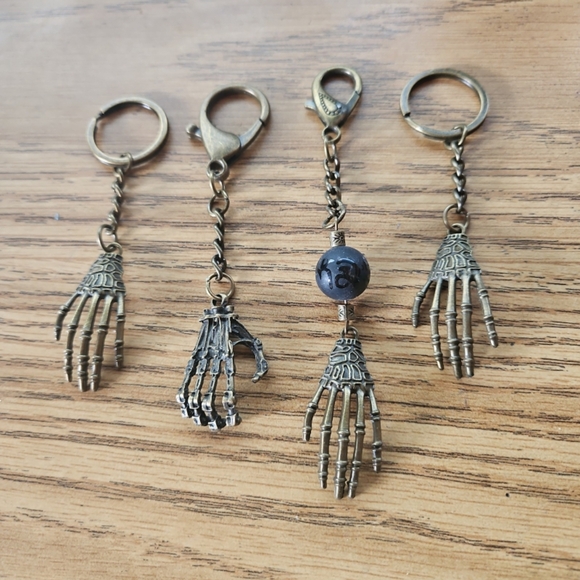 Handmade | Accessories | Antique Brass Skeleton Hand Keychains 4pcs ...